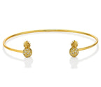 Gold Plated Sterling Silver Pineapple Bangle with Cubic Zirconia