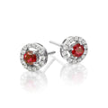 0.45ct Ruby Earrings with Diamond Halo 18K White Gold