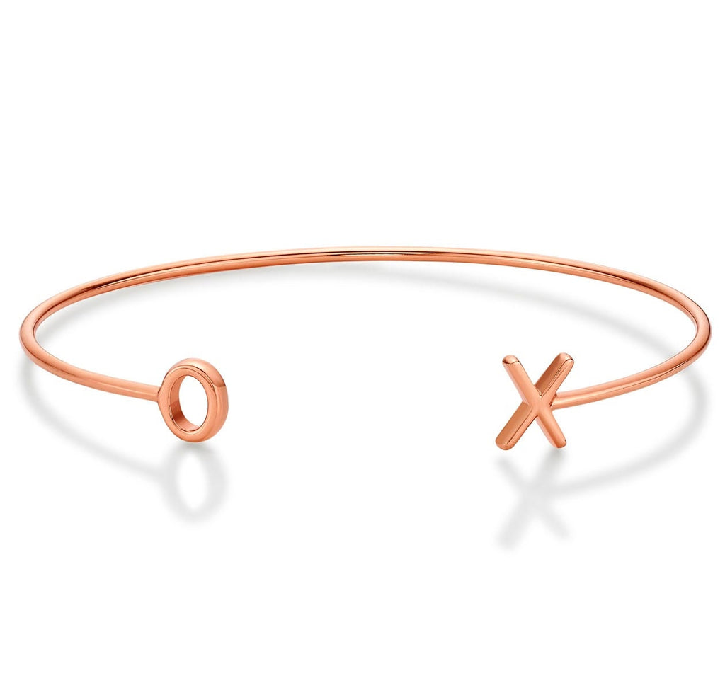 Rose Gold Plated XO (Hugs & Kisses) Sterling Silver Bangle