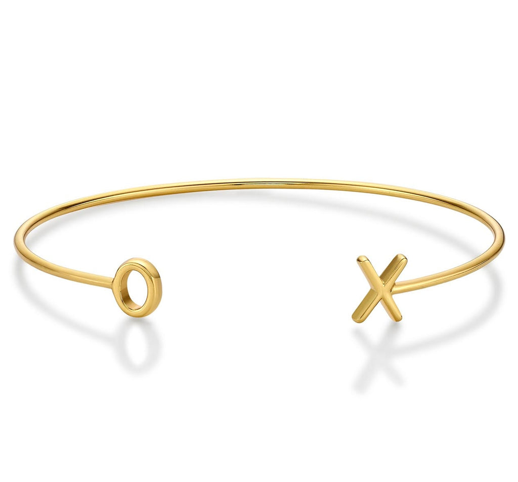 Yellow Gold Plated XO (Hugs & Kisses) Sterling Silver Bangle