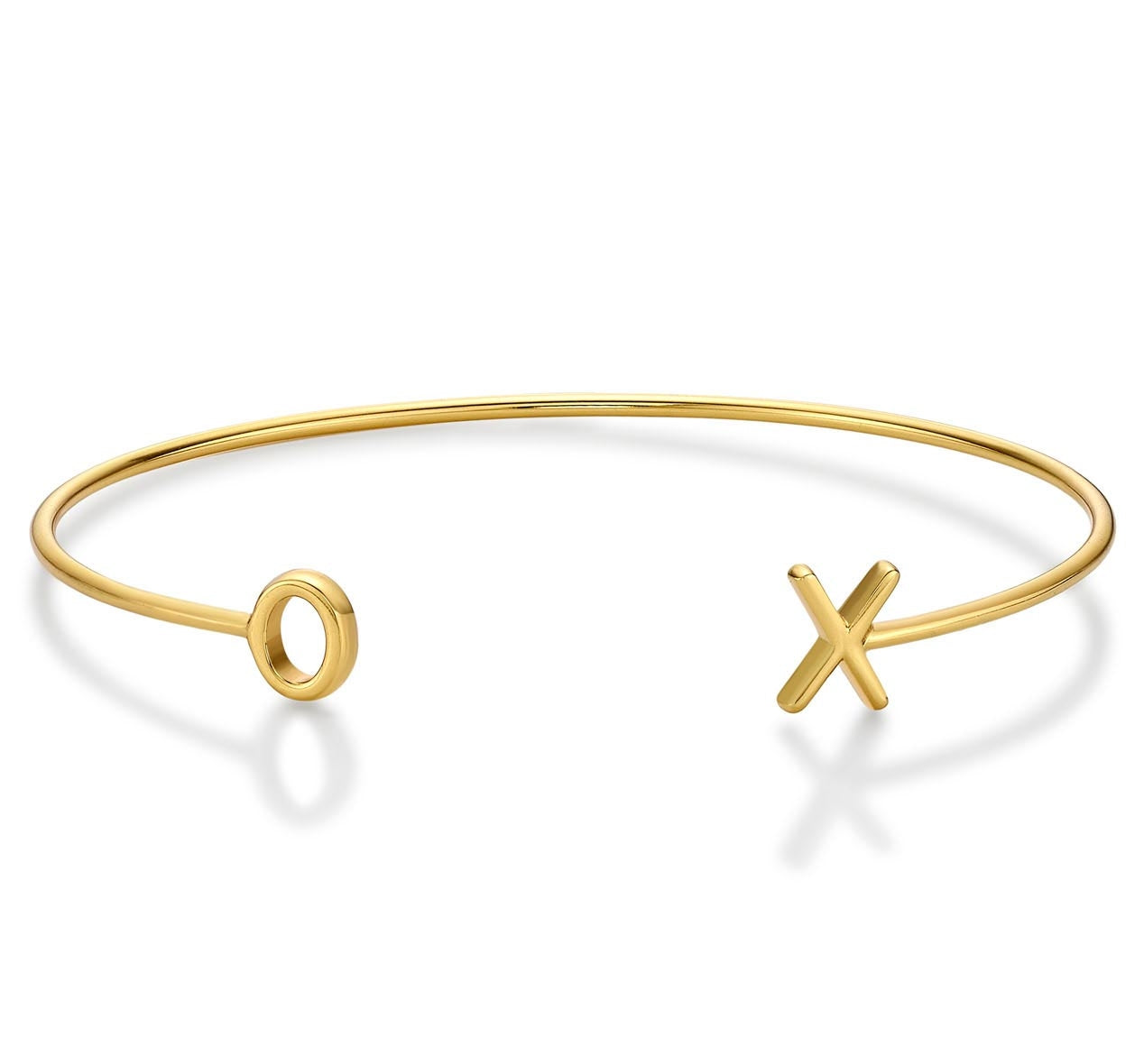 Yellow Gold Plated XO (Hugs & Kisses) Sterling Silver Bangle