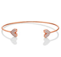 Rose Gold Plated Sterling Silver Heart Bangle with Cubic Zirconia
