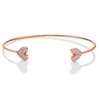 Rose Gold Plated Sterling Silver Heart Bangle with Cubic Zirconia