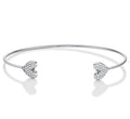 Sterling Silver Heart Bangle with Cubic Zirconia Stones