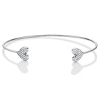 Sterling Silver Heart Bangle with Cubic Zirconia Stones