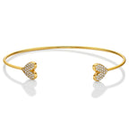 Yellow Gold Plated Sterling Silver Heart Bangle with Cubic Zirconia