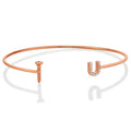 Rose Gold Plated Sterling Silver 'Screw-U' Bangle with Cubic Zirconia