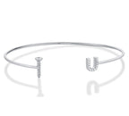 Sterling Silver 'Screw-U' Bangle with Cubic Zirconia Stones