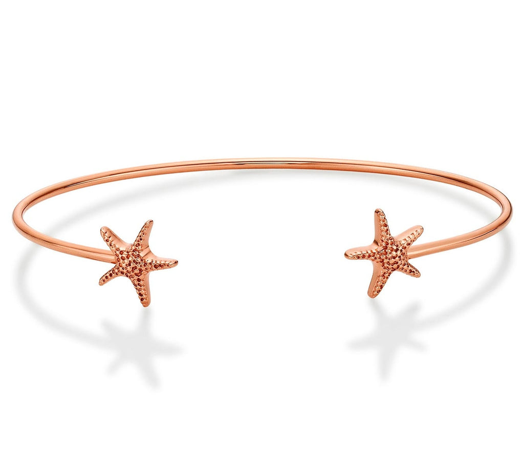 Rose Gold Plated Sterling Silver Starfish Bangle