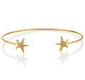 Yellow Gold Plated Sterling Silver Starfish Bangle