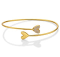 Yellow Gold Plated Sterling Silver Twin Heart Bangle with Cubic Zirconia