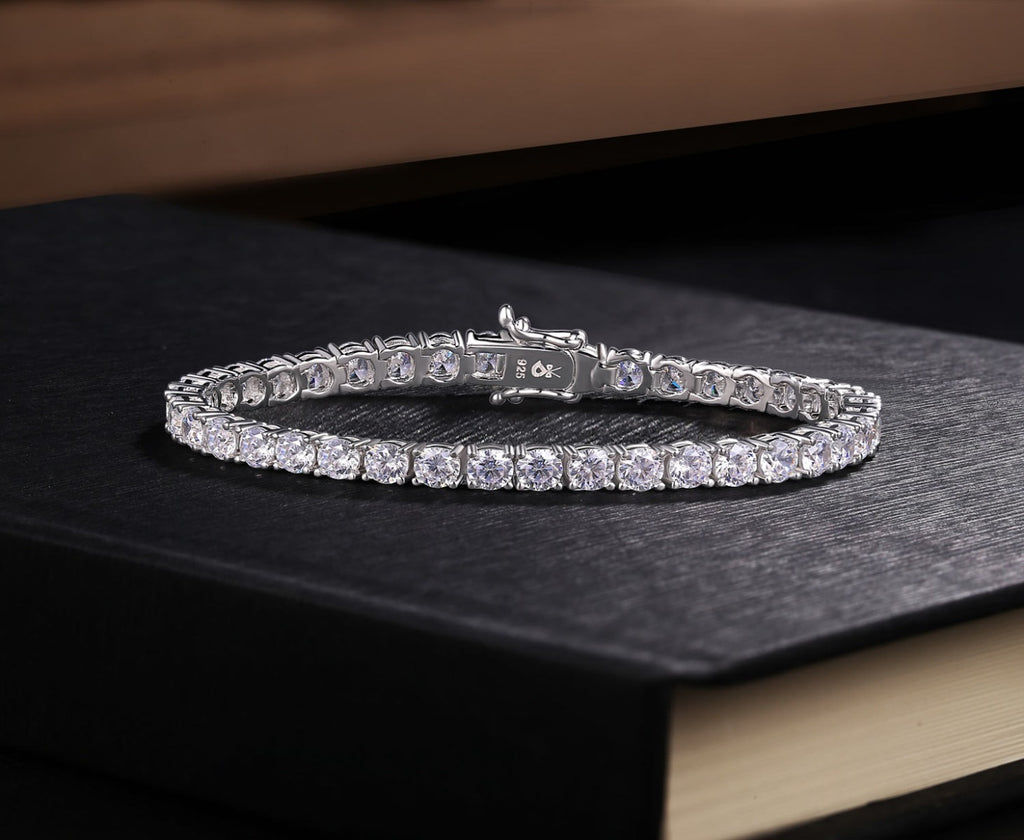 Sterling Silver Tennis Bracelet with 4mm Sparkling Cubic Zirconia