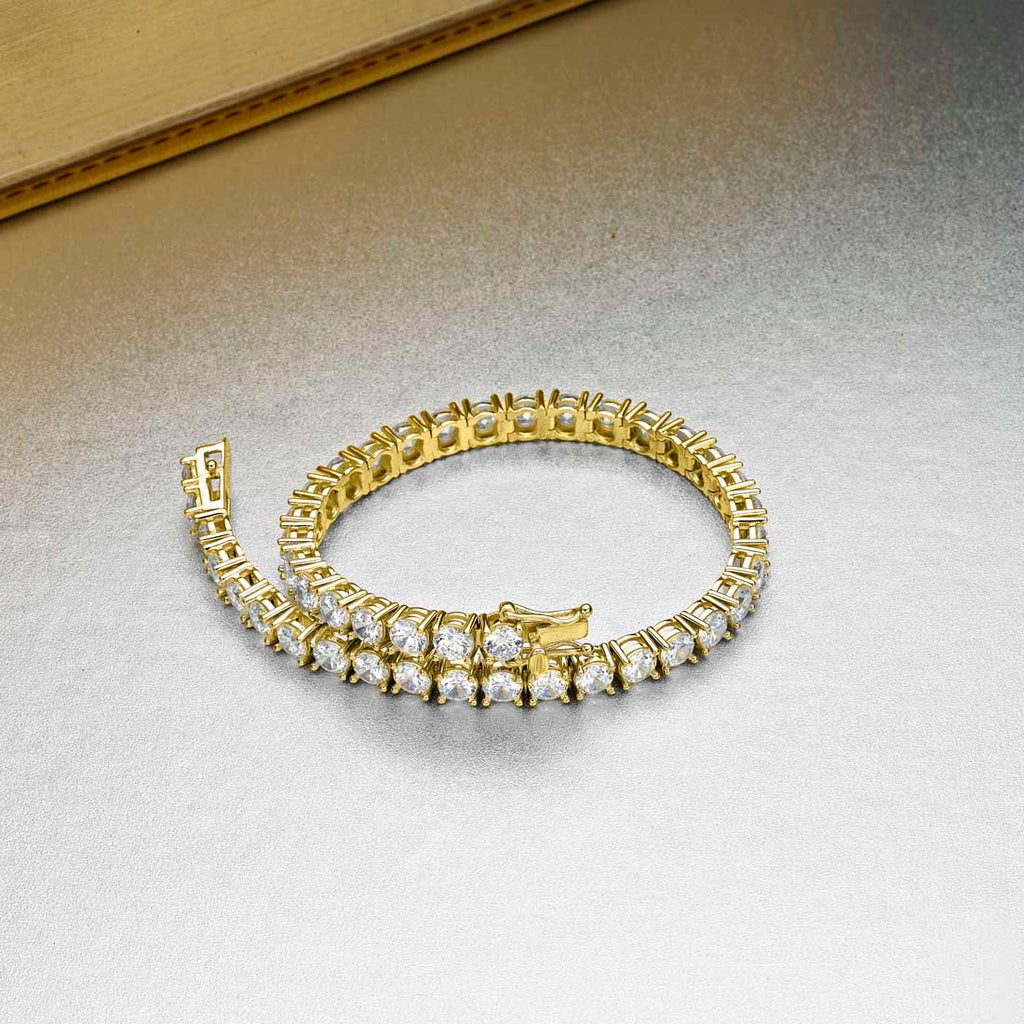 Gold Plated Sterling Silver Tennis Bracelet with 4mm Cubic Zirconia