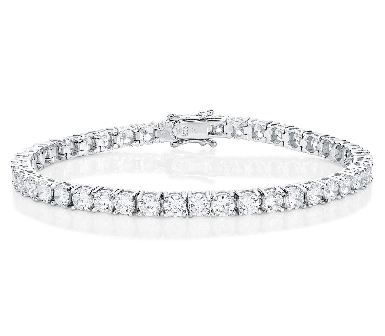 Sterling Silver Tennis Bracelet with 4mm Sparkling Cubic Zirconia