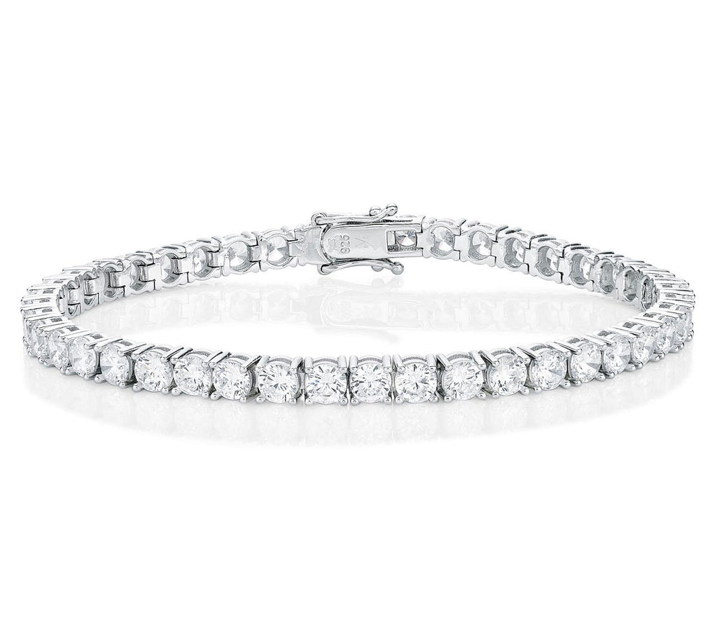 Sterling Silver Tennis Bracelet with 4mm Sparkling Cubic Zirconia