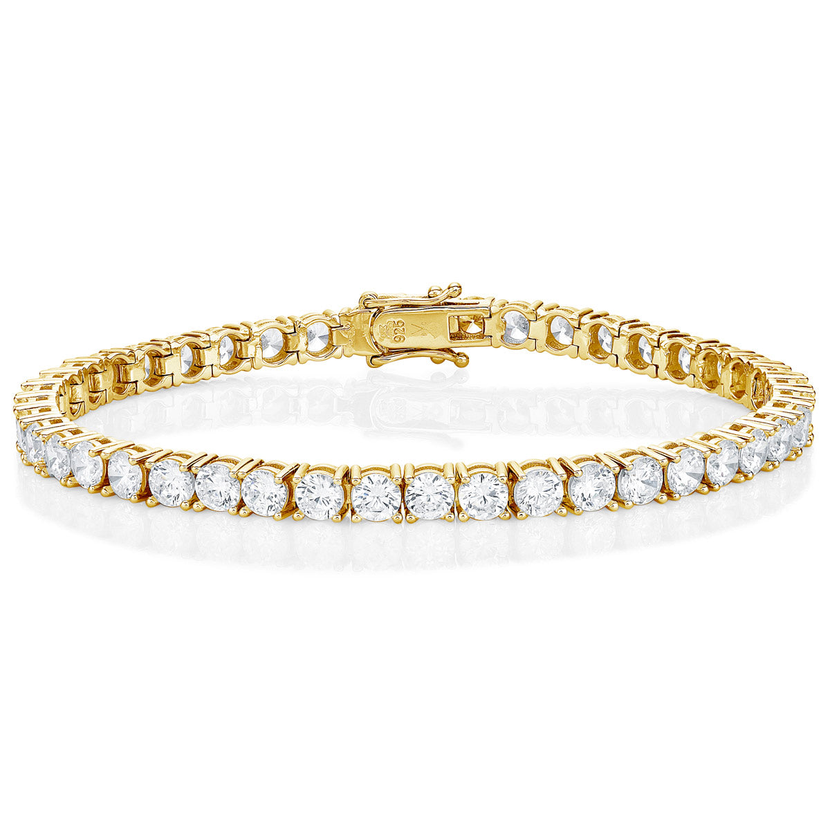 Gold Plated Sterling Silver Tennis Bracelet with 4mm Cubic Zirconia