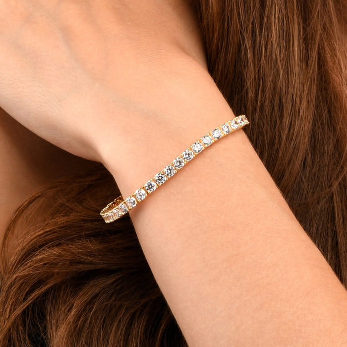 Gold Plated Sterling Silver Tennis Bracelet with 4mm Cubic Zirconia