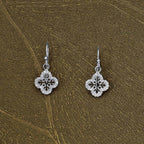 Sterling Silver Clover Drop Earrings with Cubic Zirconia