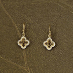 Yellow Gold Plated Sterling Silver Clover Earrings with Cubic Zirconia