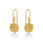 Yellow Gold Plated Sterling Silver Flower Earrings with Cubic Zirconia
