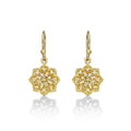 Yellow Gold Plated Sterling Silver Flower Earrings with Cubic Zirconia