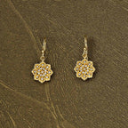 Yellow Gold Plated Sterling Silver Flower Earrings with Cubic Zirconia