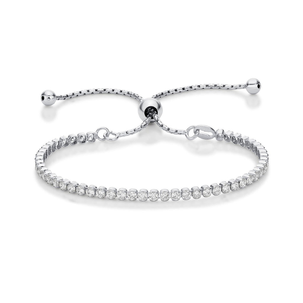 Sterling Silver Zirconia Bracelet, Silver 