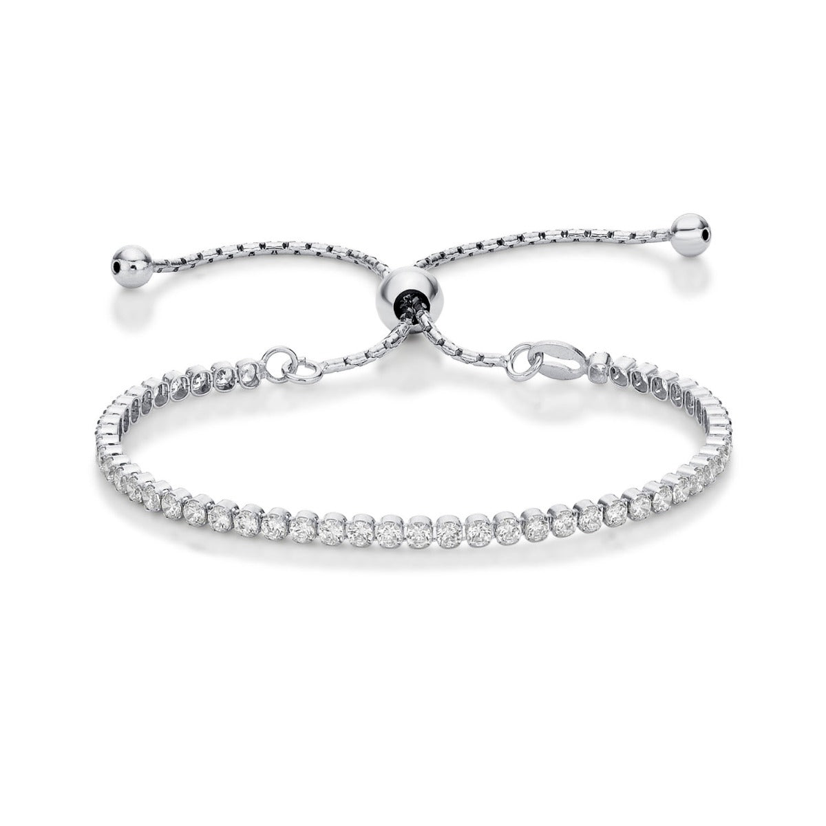 Sterling Silver Zirconia Bracelet, Silver 
