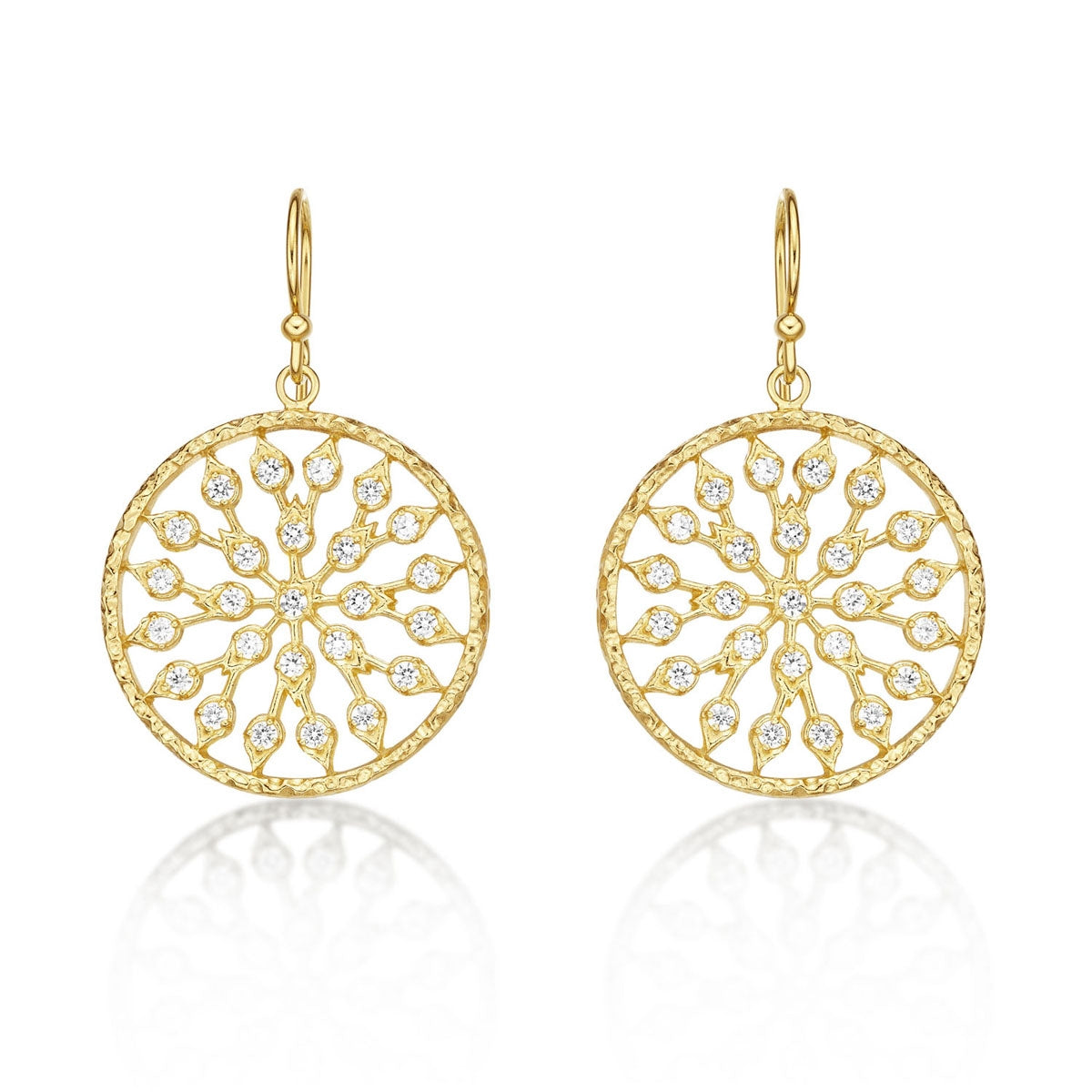 Yellow Gold Plated Sterling Silver Chakra Earrings with Cubic Zirconia