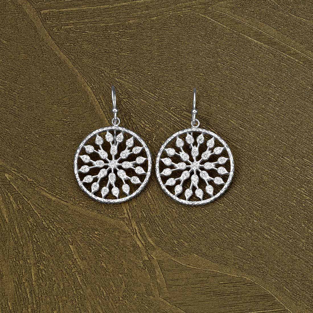 Sterling Silver Chakra Earrings with Cubic Zirconia