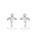Sterling Silver Small Leaf Earrings with Cubic Zirconia