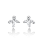 Sterling Silver Small Leaf Earrings with Cubic Zirconia