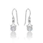 Sterling Silver Acorn Drop Earrings with Cubic Zirconia