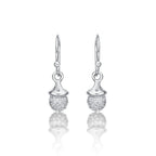Sterling Silver Acorn Drop Earrings with Cubic Zirconia