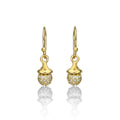 Yellow Gold Plated Sterling Silver Acorn Earrings with Cubic Zirconia