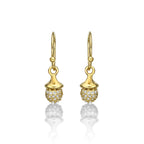 Yellow Gold Plated Sterling Silver Acorn Earrings with Cubic Zirconia