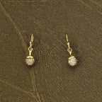 Yellow Gold Plated Sterling Silver Acorn Earrings with Cubic Zirconia