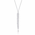Sterling Silver FEATHER Pendant Necklace with Cubic Zirconia