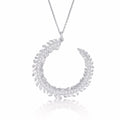 Sterling Silver CURLED FEATHER Pendant Necklace with Cubic Zirconia