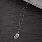 Sterling Silver ORNATE FEATHER Pendant Necklace with Cubic Zirconia