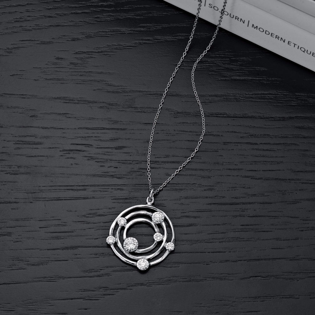 Sterling Silver GALAXY Pendant Necklace with Cubic Zirconia