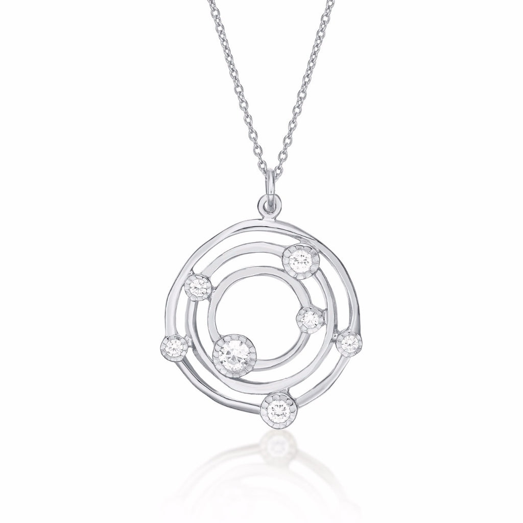 Sterling Silver GALAXY Pendant Necklace with Cubic Zirconia