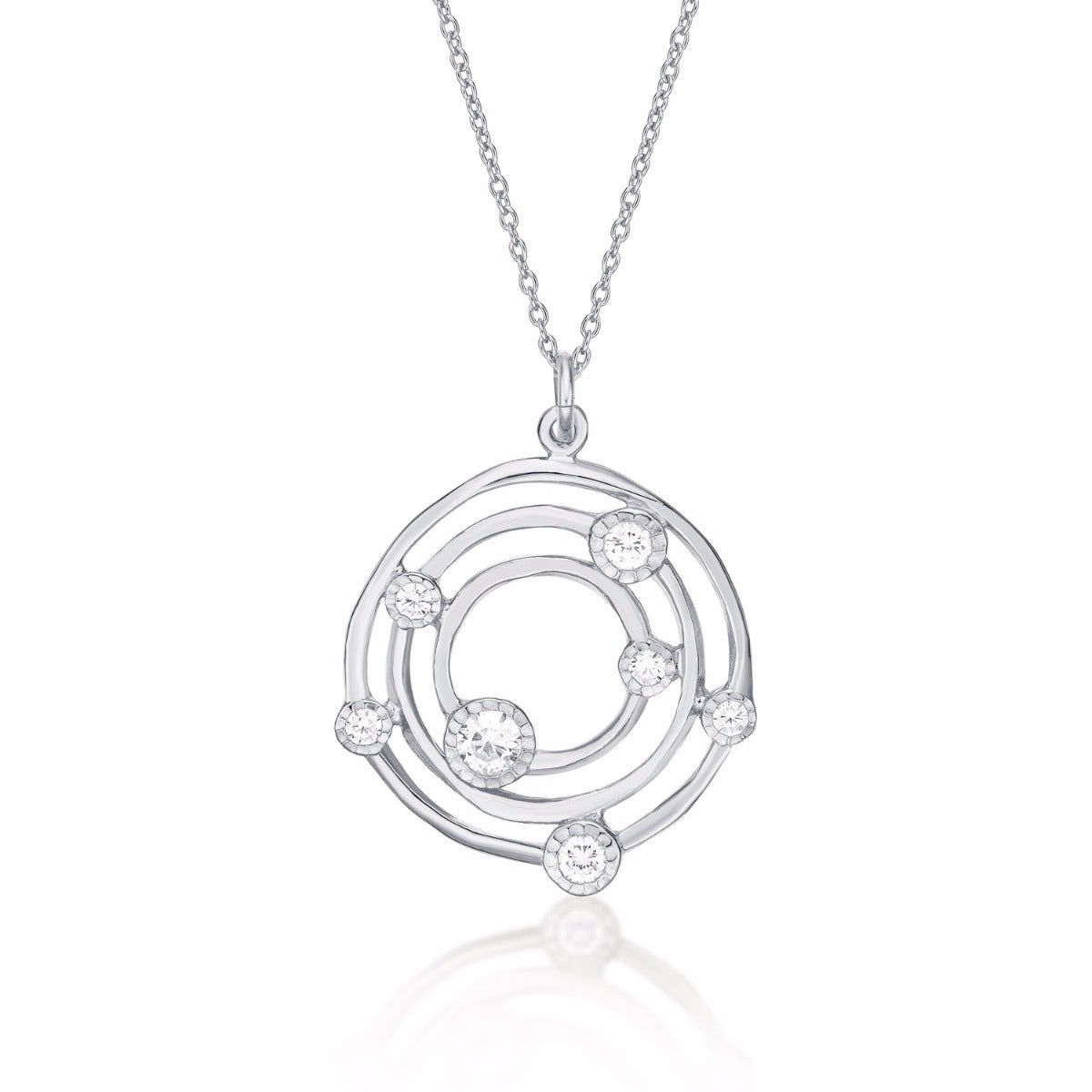 Sterling Silver GALAXY Pendant Necklace with Cubic Zirconia