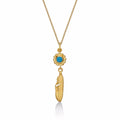 Gold Plated Sterling Silver INDIAN FEATHER Pendant Necklace with Cubic Zirconia