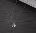 Sterling Silver CHARM Pendant Necklace with Blue Turquoise