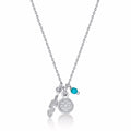 Sterling Silver CHARM Pendant Necklace with Blue Turquoise