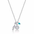 Sterling Silver CHARM Pendant Necklace with Blue Turquoise
