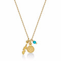 Gold Plate Sterling Silver CHARM Pendant Necklace with Blue Turquoise