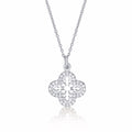 Sterling Silver ORNATE CLOVER Pendant Necklace with Cubic Zirconia