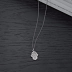 Sterling Silver HAMZA HAND Pendant & Chain with Cubic Zirconia